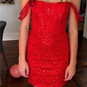Stacees Stunning Red Sequin Dress BRAND NEW NEVER WORN (OUT) WITH TAGS